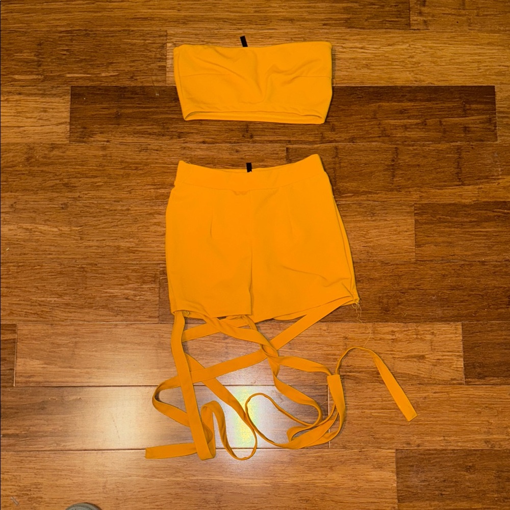 Yellow Women's Shorts Set
